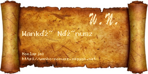 Wankó Nónusz névjegykártya